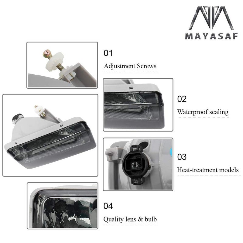 MAYASAF Smoked Lens Fog Light Pair of Bumper Fog Lamp for CHEVY 2007-14 Silverado/Suburban/Avalanche/Tahoe, for GMC 2007-14 Sierra/Yukon, 2007-08 Escalade - Image 4